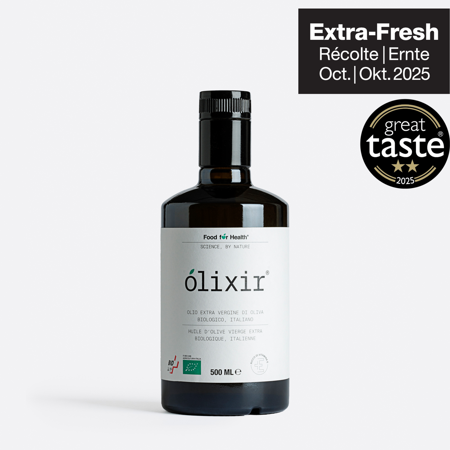 olixir® Huile d'Olive Vierge Extra BIO - Récolte 2025  |Bouteille