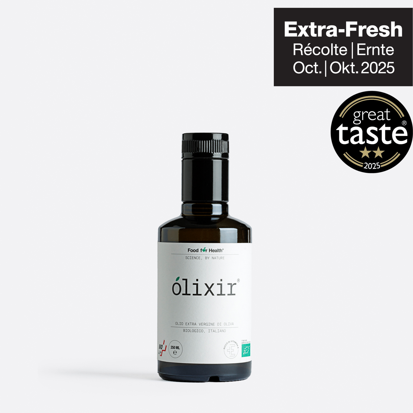olixir® Huile d'Olive Vierge Extra BIO - Récolte 2025  |Bouteille