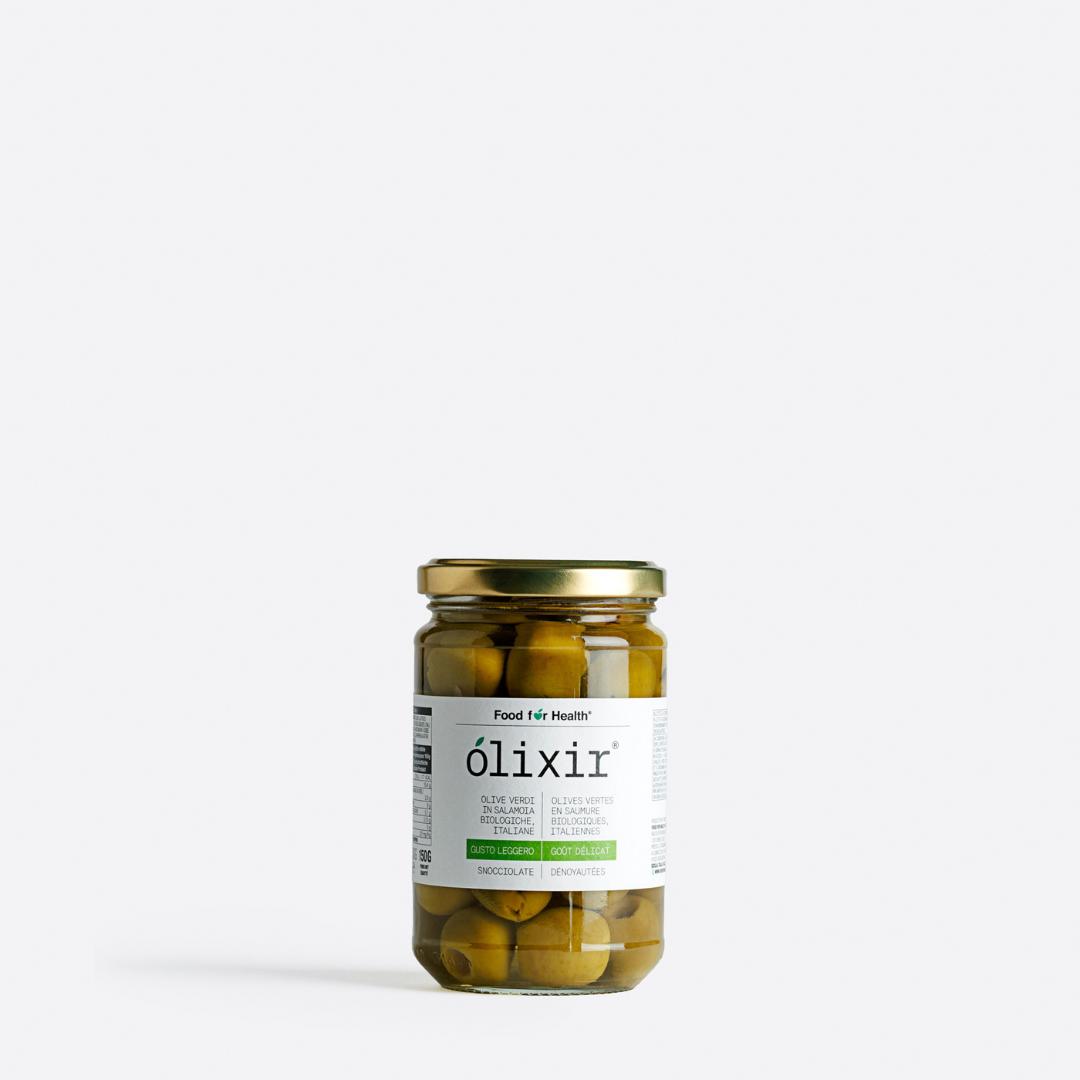 olixir® | Olives vertes biologiques goût délicat, dénoyautées