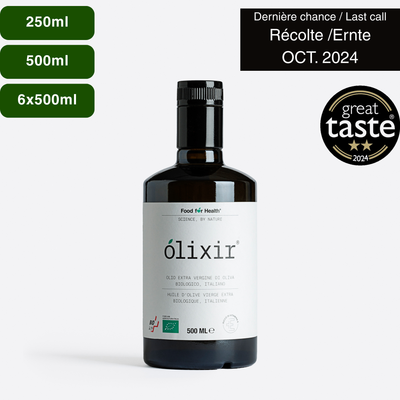 olixir® Huile d'Olive Vierge Extra BIO - Récolte 2024  |Bouteille